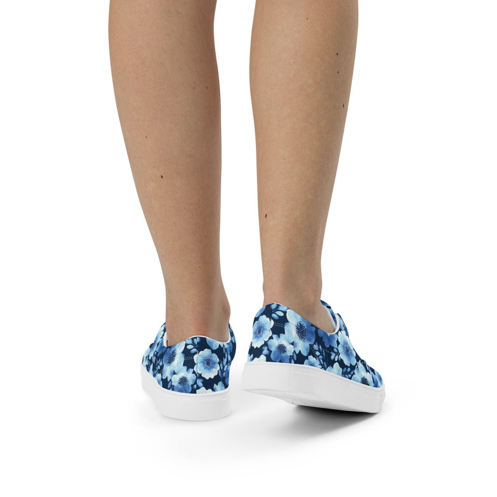 True Blue Floral Women's Sneakers - https://ascensionemporium.net